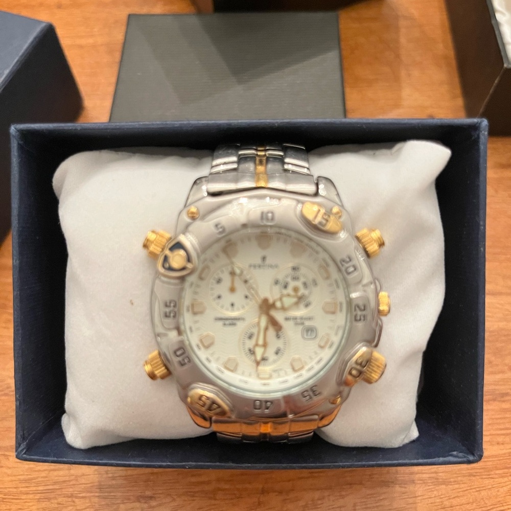 Festina Men's Stainless Steel, Water Resistant Silver/Gold Chronograph Watch